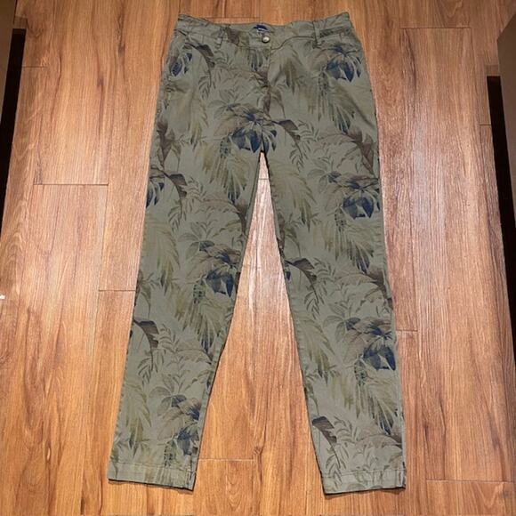 Tommy Bahama Straight Leg Pants Green Tropical‎ Floral Palm Print Women's 6 - Picture 10 of 11